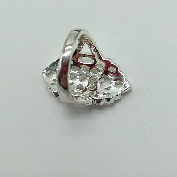 Vintage Silver-tone Rhinestone Filigree Ring Size 7.25 - Picture 11 of 15